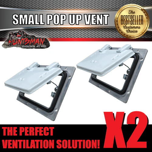 x2 Small White Pop Up Roof Air Vent For Trailer Canopy Horse float Truck Caravan