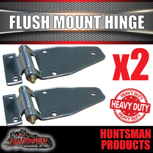 x2 Stainless Steel Flush Mount Hinge with Grease Nipple. For Truck Trailer Boat Box Cabinet