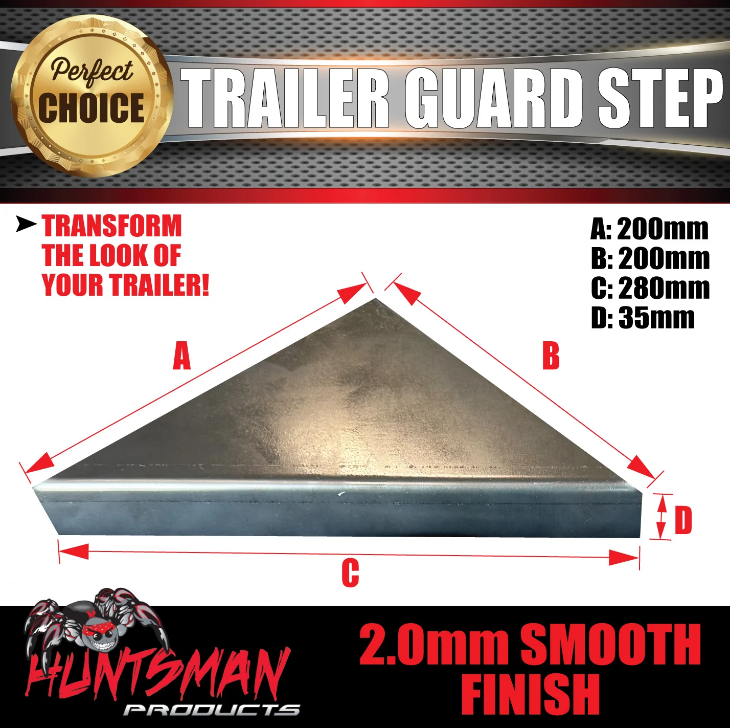 x2 Tandem 1740mm x 250mm Smooth Trailer Caravan Mudguards & Steps Suit Rocker Roller Springs - Image 10