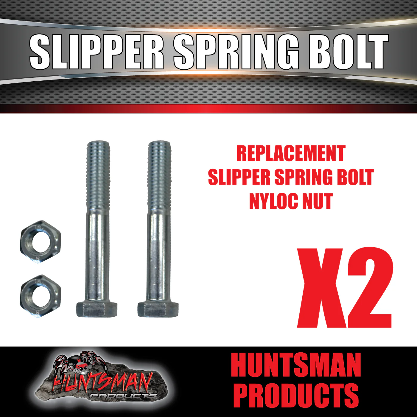 x2 Zinc Finish High Tensile Trailer Spring Eye Bolts Suit 45mm Springs with 1/2" Bushes