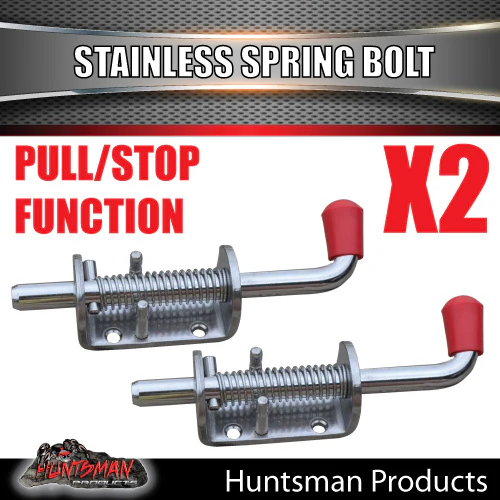 2x 1/2" Truck Trailer Door Stainless Spring Bolt Latch Catch 12mm x 160mm