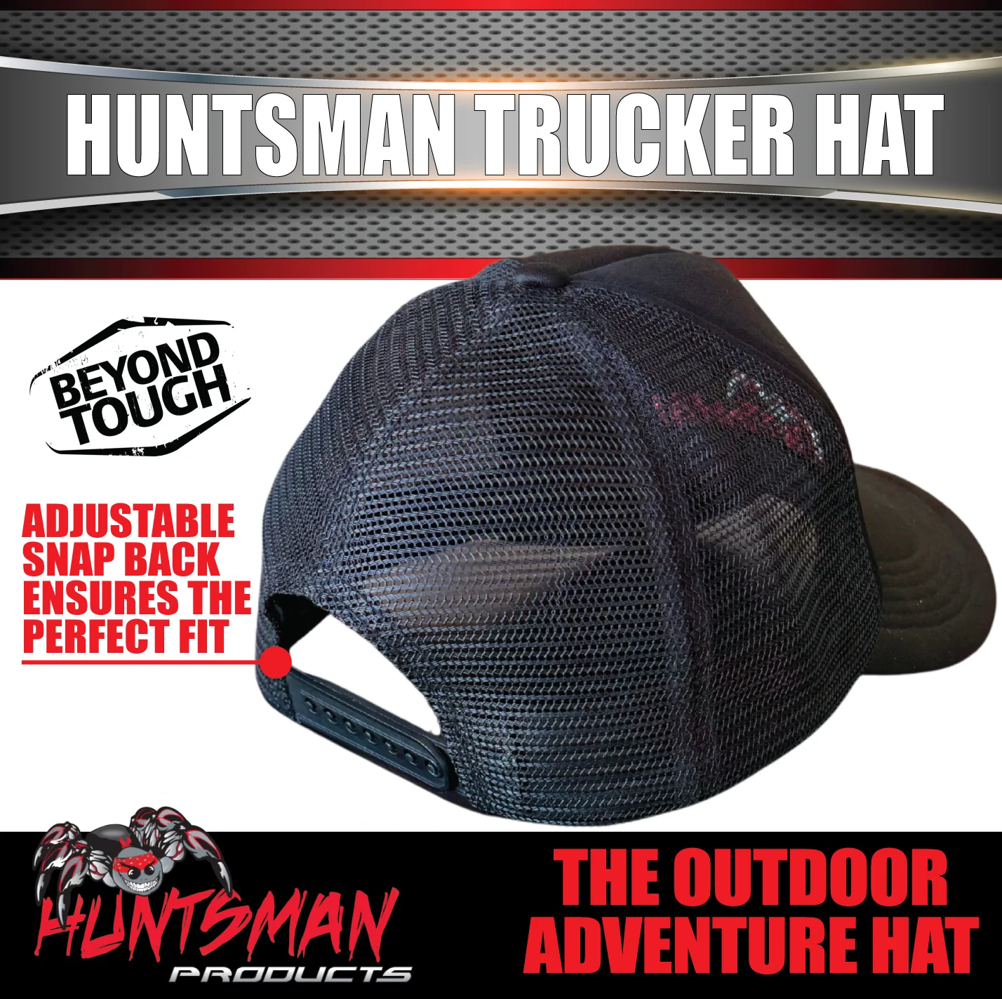 x2 Huntsman Products Adjustable Snapback Mesh Trucker Hat, 1 Size Fits Most - Image 4