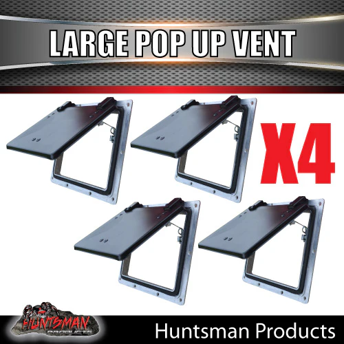 x4 Large Black Pop Up Roof Air Vent For Trailer Canopy Horse float Truck Caravanx4