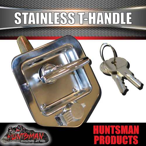 x4 T Handle Locks & Studs. Stainless Steel. Flush Mount. Tool Box, Camper Trailer - Image 5