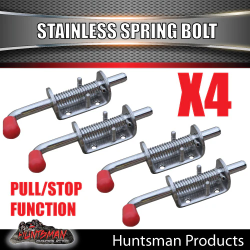 4x 1/2" Truck Trailer Door Stainless Spring Bolt Latch Catch 12mm x 160mm