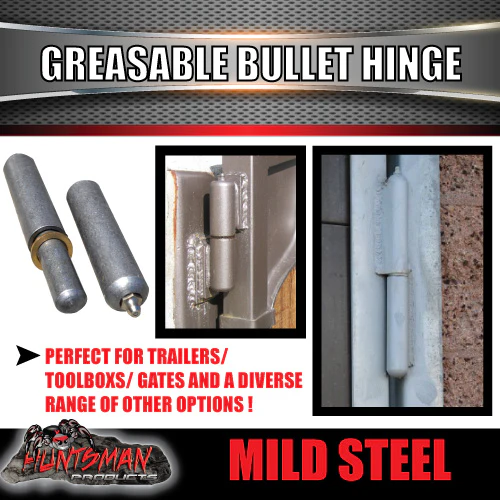 X6 GREASABLE BULLET HINGE WITH STEEL PIN & BRASS WASHER. 16mm x 100mm. WELDABLE. - Image 4