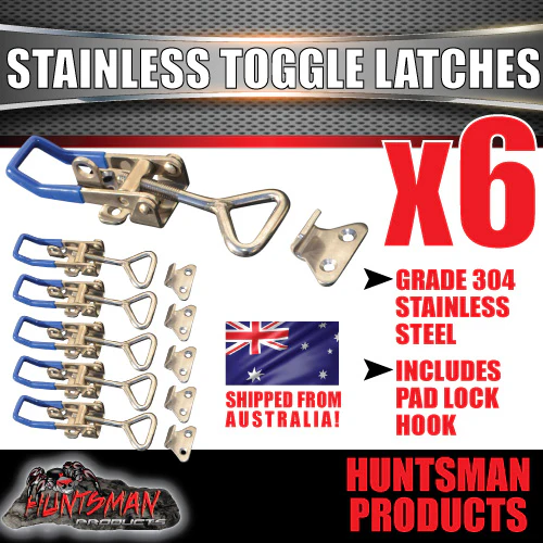 x6 Large Stainless Steel Toggle Over Centre Latch. Tool Box Truck Trailer SS304