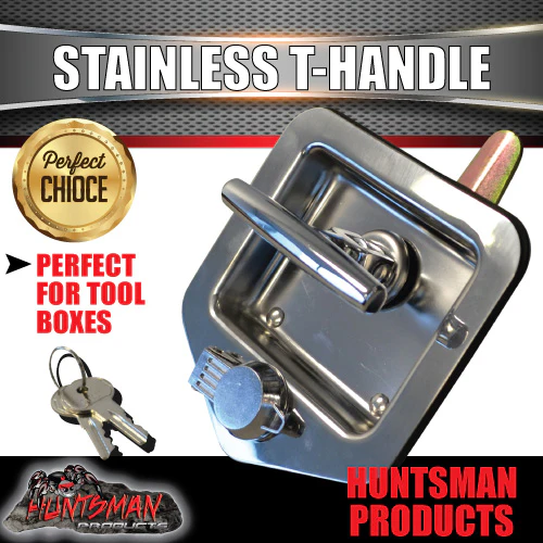 x6 T Handle Locks & Studs. Stainless Steel. Flush Mount Tool Box, Camper Trailer - Image 2