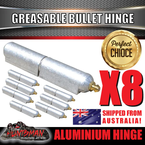 x8 80mm x 13mm Aluminium Greasable Bullet Hinge S/S Pin & Washer Tailgate Door