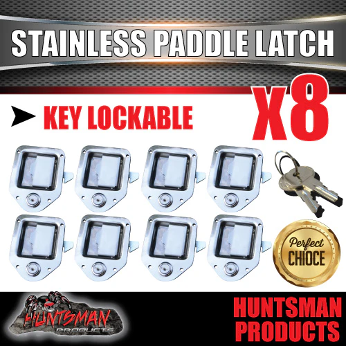 X8 Mini Stainless 110mm x 83mm E coated Paddle Toolbox Lock Latch. For Trailer Truck Caravan Ute door