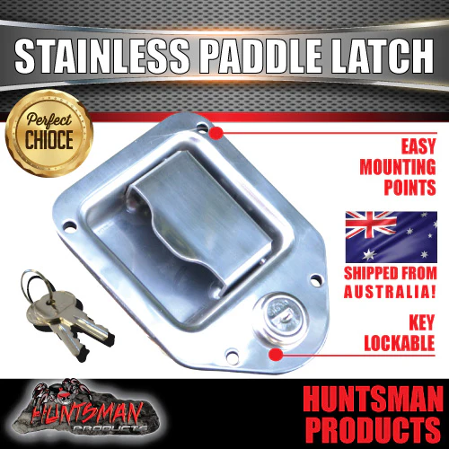 X8 Mini Stainless 110mm x 83mm E coated Paddle Toolbox Lock Latch. For Trailer Truck Caravan Ute door - Image 2