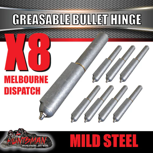 x8 Steel Greasable Bullet Hinge Steel Pin & Brass Washer 200mm x 23mm